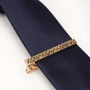 Brass Tie Clip - Bronze Pattern Copper Material Tie Clip Bar Necktie Pin - Groomsmen Gifts Initial Tie Clip Pin for Man.