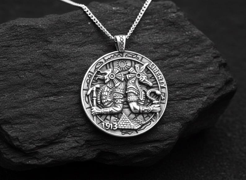 Colgante egipcio de Anubis y Horus - Collar de dioses egipcios para hombre imagen 1
