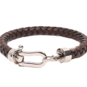 Geflochtenes braunes Lederarmband für Herren mit poliertem Edelstahlverschluss – Luxusarmband Geschenk für Ihn – Verstellbares Armband im Rugged Style