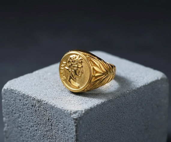 Bague Pièce De Monnaie Caesar - Neuf Sans Emballage - Bijou Homme Ou Femme