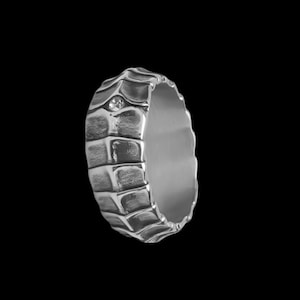 Bague motif peau de serpent, anneau empilable serpent, bague de promesse serpent exotique en argent sterling, alliance peau de serpent