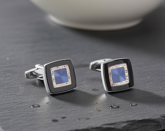 Gemelos de cristal cuadrado / Gemelos de acero inoxidable con diseño vertical / Accesorios formales para hombre