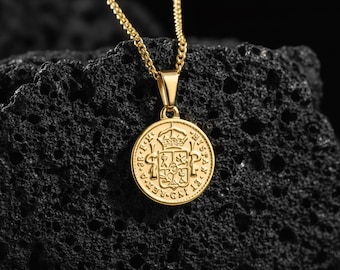 1945年 ドス・ペソ金貨ペンダント（14Kイエローゴールドロープベゼル