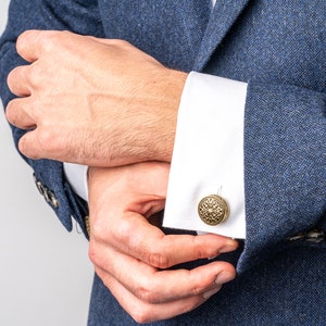Grand Gold Vintage Cufflinks/ Mens Initial Cuff links/ Minimalist Suit shirt Cufflinks Wedding Groom Cufflinks/ Groomsmen Mens Gift image 6