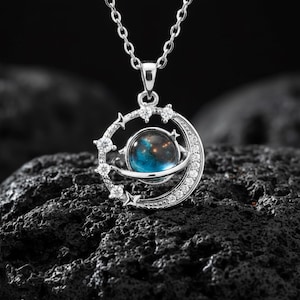 Astronomical Sphere Necklace, Stainless Steel Moon Star and Planet Pendant, Celestial Dainty Jewelry Gift