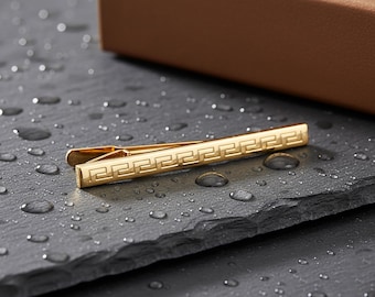 Vintage Gold Tie Clip, Engraved Initial Necktie Bar, Men’s Jewelry, Wedding Groom Gift