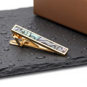 Gold Abalone Krawattenklammer, Personalisierte Krawattenklammer, Herrenschmuck, Hochzeit Trauzeugen Geschenk