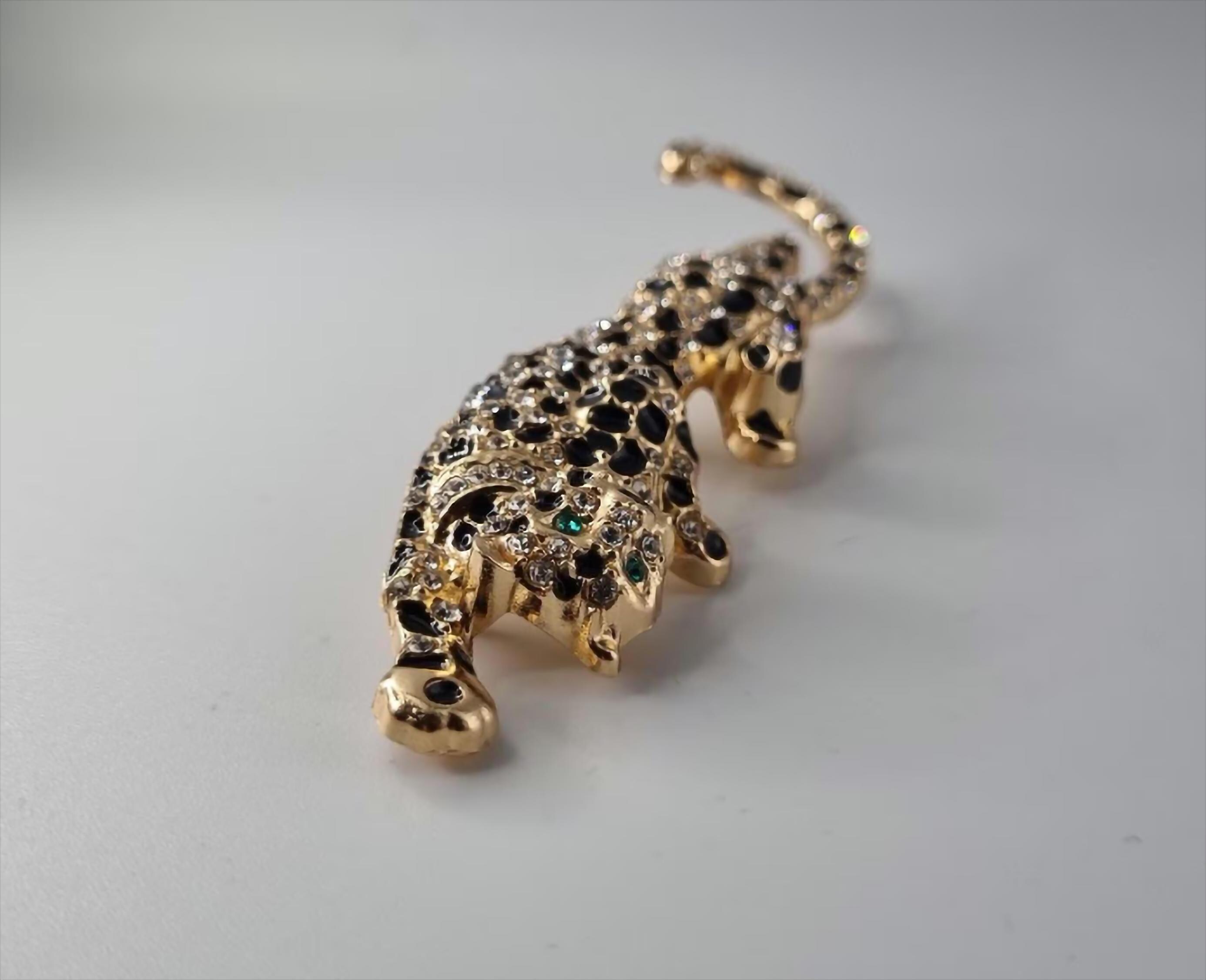 Broche Gerry Panthère Noire Avec Strass Et émail - Ton Or - Neuf Sans Emballage