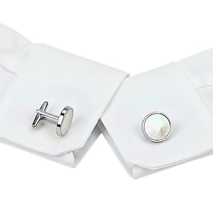 silver pearl cufflinks