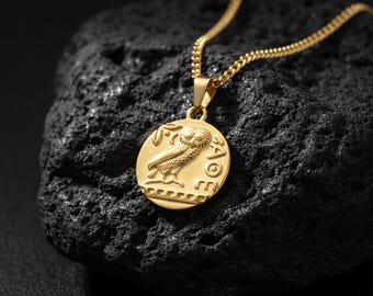 フクロウの女神ワックスシールネックレス - 古代ギリシャのコイン