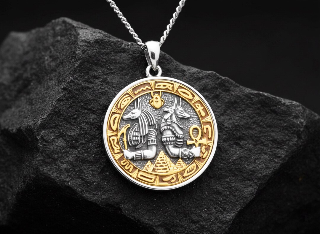 Collana con dio egizio in argento sterling: ciondolo egizio in oro - Italia