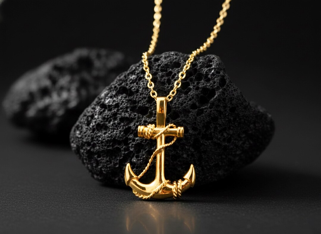 Charme Ancre En Or Jaune 9 Carats Et Zirconium - Neuf Avec étiquettes, JewelleryBox