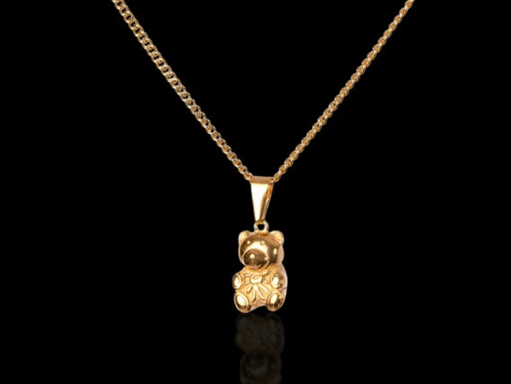 Tiny Teddy Bear Necklace | Gold Mama Bear Pendant | Dainty