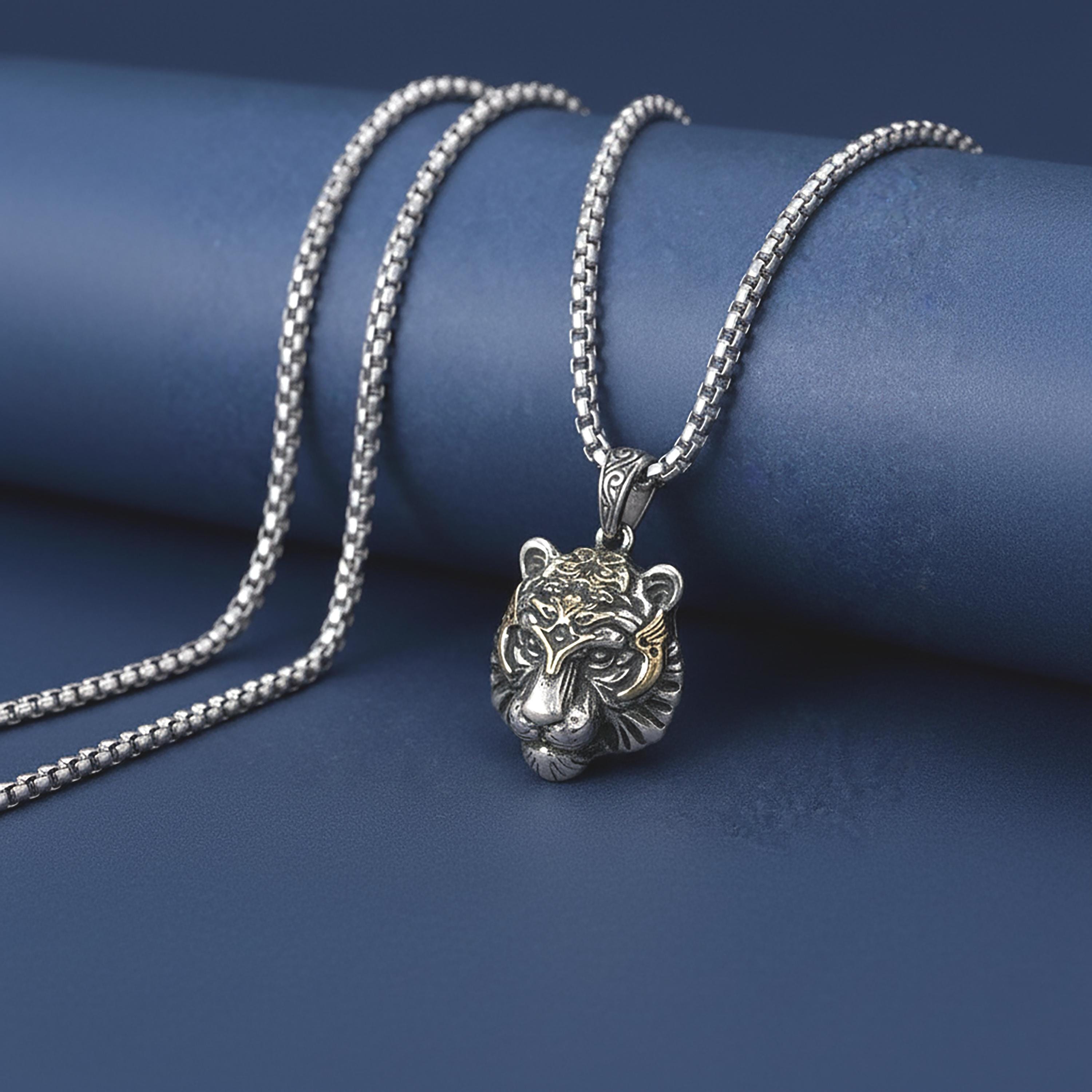 Pendentif Tête De Tigre/Lion En Argent 925 - Poids 16 Grammes - Unisexe - Neuf Sans Emballage