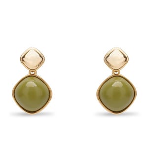 Boucles d'oreilles pendantes en or jade / Boucles d'oreilles minimalistes Huggie Hoops en jade / Boucle d'oreille en jade véritable avec pierres précieuses vertes / Cadeau parfait pour elle