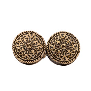 Boutons de manchette vintage Grand Bronze Boutons de manchette initiale homme Boutons de manchette de chemise de costume minimaliste Boutons de manchette pour marié Cadeau homme d'honneur image 3