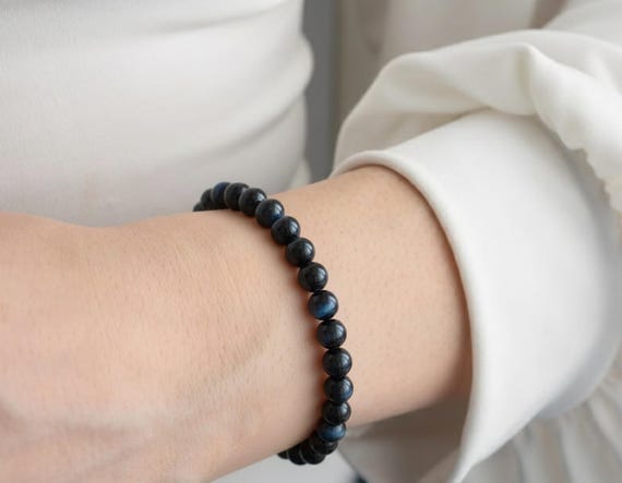 Blue Tiger Eye Bracelet: Natural Gemstone Chakra Bracelet