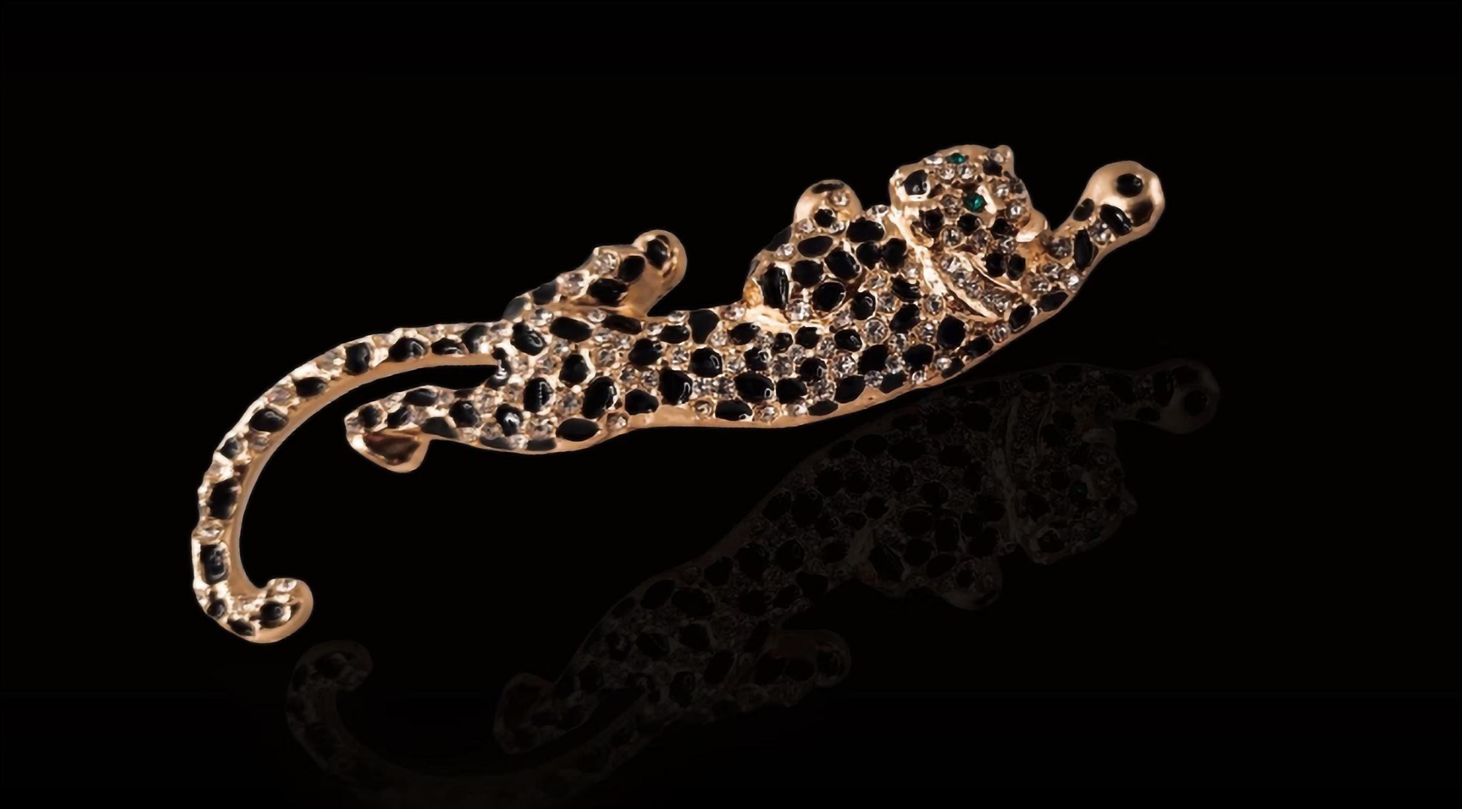 Broche Léopard Vintage Avec Strass - Épingle à Revers Gothique Punk Pour Femme Ou Homme