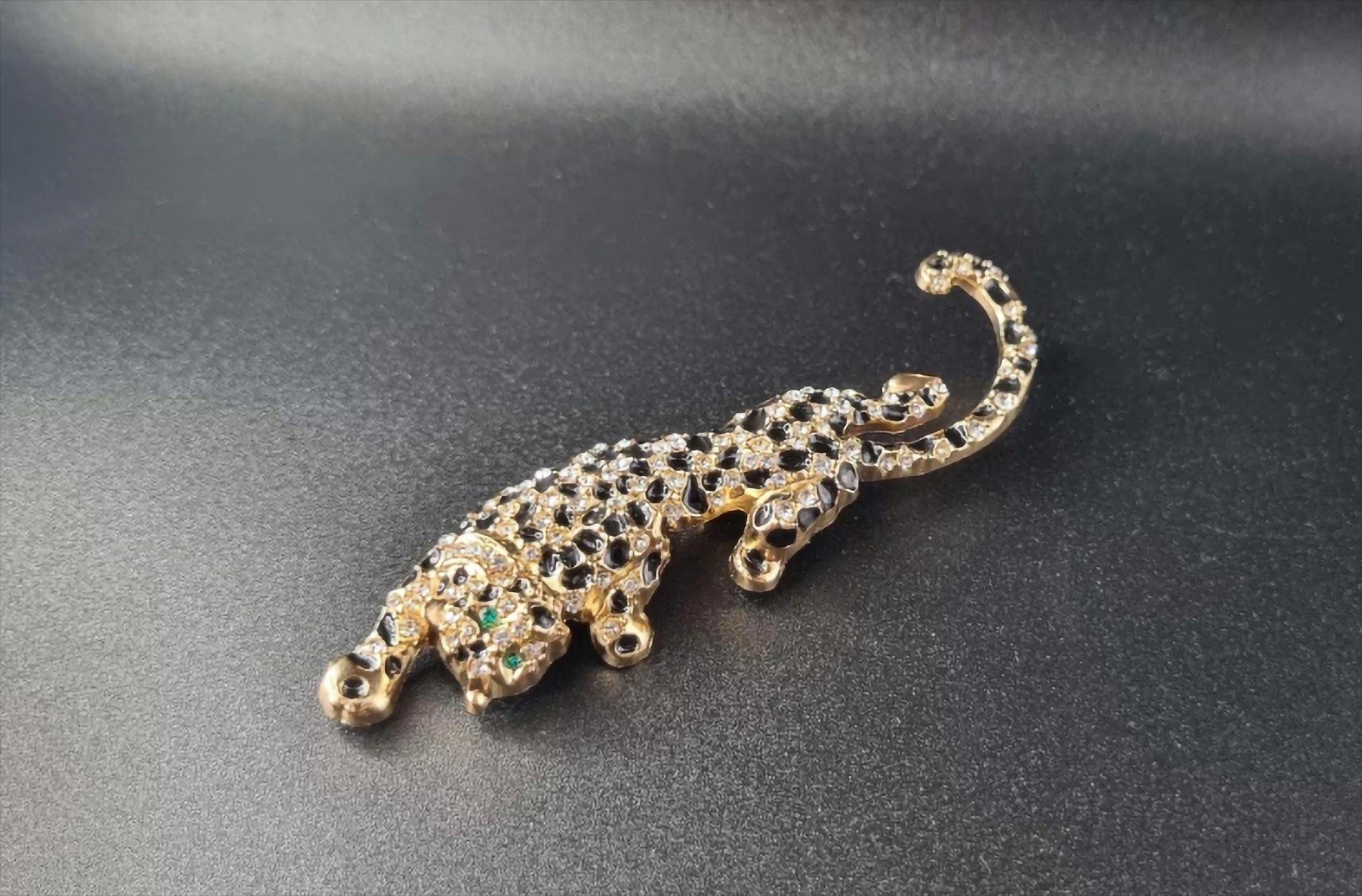 Broche Vintage Léopard Strass - Épingle à Revers Punk Gothique Pour Femme/homme, 4,9x2,7 Cm