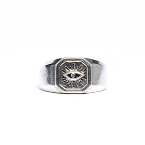 All-Seeing Eye Ring for Men – 316L Stainless Steel Symbolic Signet Band, Silver Eye of Providence Ring for Protection & Style, Evil Eye Ring