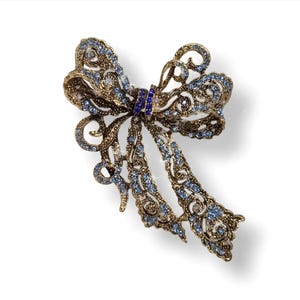 Vintage Art Deco Rhinestone Bow Brooch: Exquisite Statement Pin