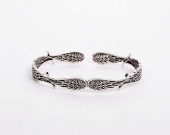 Brazalete de alas de ángel: brazalete de plumas de plata, brazalete ajustable con alas de la guarda