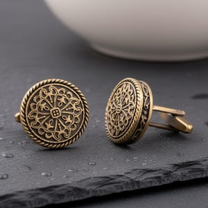 Vintage bronzen manchetknopen, sierlijke herenmanchetknopen, cadeau bruidsjonker, klassieke herensieraden, bruiloftaccessoires