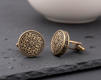 Vintage Bronze Cufflinks, Ornate Mens Cufflinks, Groomsmen Gift, Classic Men’s Jewelry, Wedding Accessories