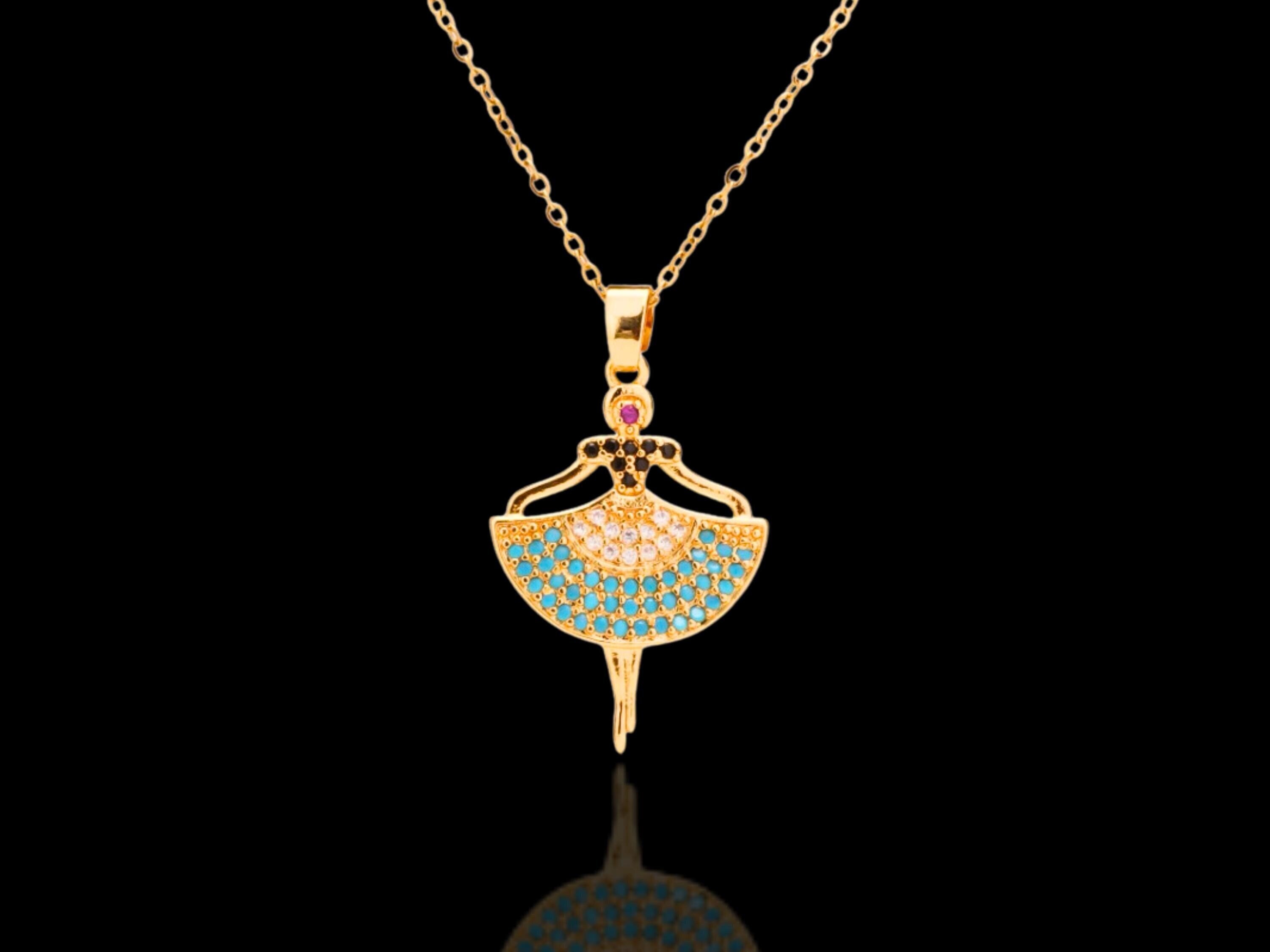 Collar De Bailarina De Ballet Con Colgante De Cristal - Regalo Para Niñas Y Mujeres, 45 Cm + 5 Cm Extensión