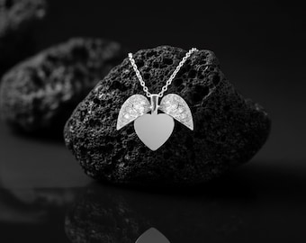 Angel Wings Heart Necklace: Stainless Steel Guardian Pendant