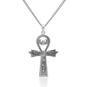 Sterling Silver Ankh Necklace: Egyptian Key of Life Pendant