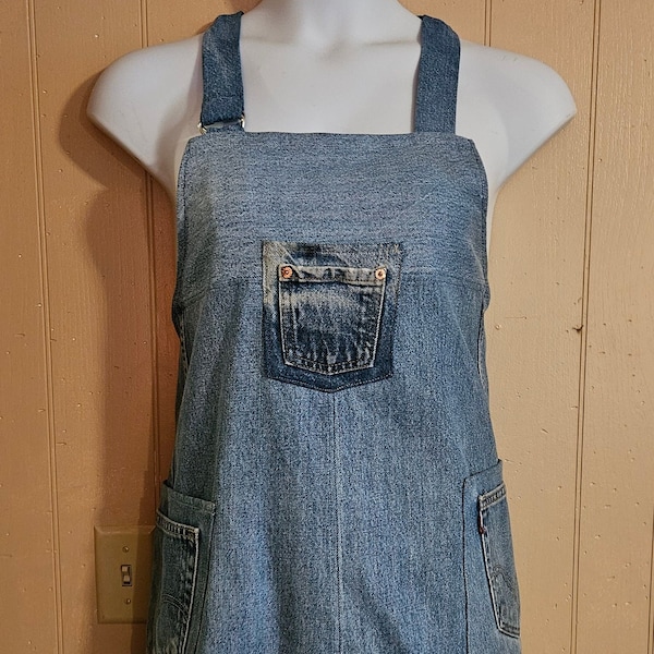Denim Apron Made from Recycled Levi’s ’s Jeans, Blue Jean Apron for Men or Women