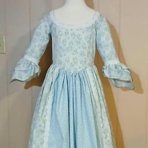 Girls Blue Colonial Dress, Size 8, Ready to Ship, American Made