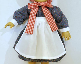 White Pioneer Apron for American Girl and Other 18 Inch Dolls