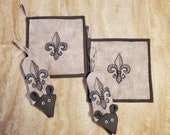 Fleur De Lis Potholder and Skillet Handle Cover Set