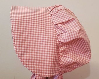 Pink and White Gingham Pioneer Bonnet