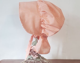 Orange and White Gingham Pioneer Bonnet