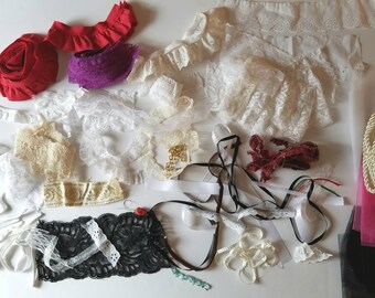 Ribbon Lace Eyelet Trim Remnants, Scraps, Pieces
