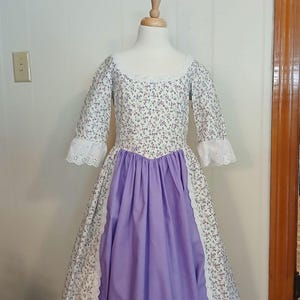 Girls Purple Colonial Dress, Size 8, Ready to Ship