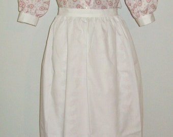 Women's Pioneer Apron, White Apron for Historical Costumes