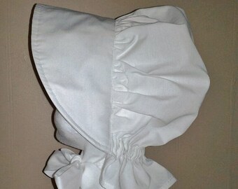 Baby Girls White Sun Bonnet - Sizes Newborn to 24 Months