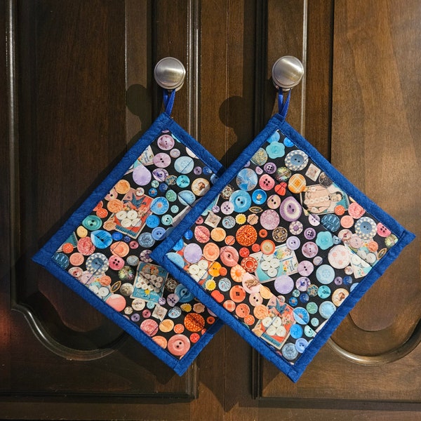Pair of Buttons Potholders, Button Collection