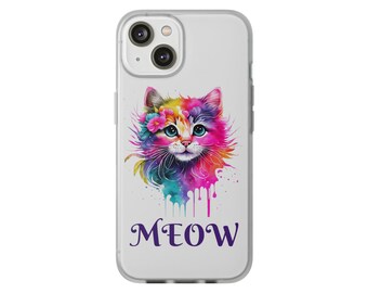 Coque Souple et Flexible Motif Chat Artistique art abstrait, Protégez Votre Téléphone avec Style, Protection Résistante avec Style Unique,