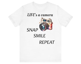 T-shirt Abstract camera Cotton, life quote SNAP SMILE REPEAT