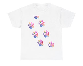 T-shirt unisex chat 100% Cotton / cadeau esthétique traces pattes chat / couleurs abstrait