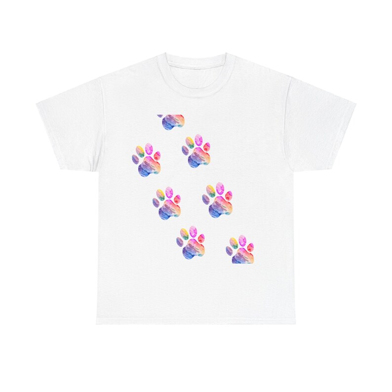 T-shirt unisex chat 100% Cotton / cadeau esthétique traces pattes chat / couleurs abstrait image 1