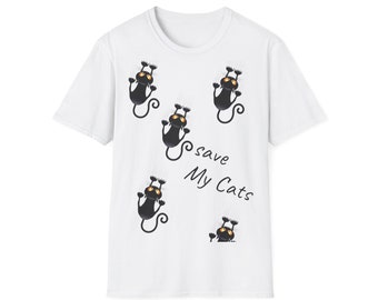 T-shirt chat 100% Cotton / cadeau esthétique chats adorables /funny : save my cats