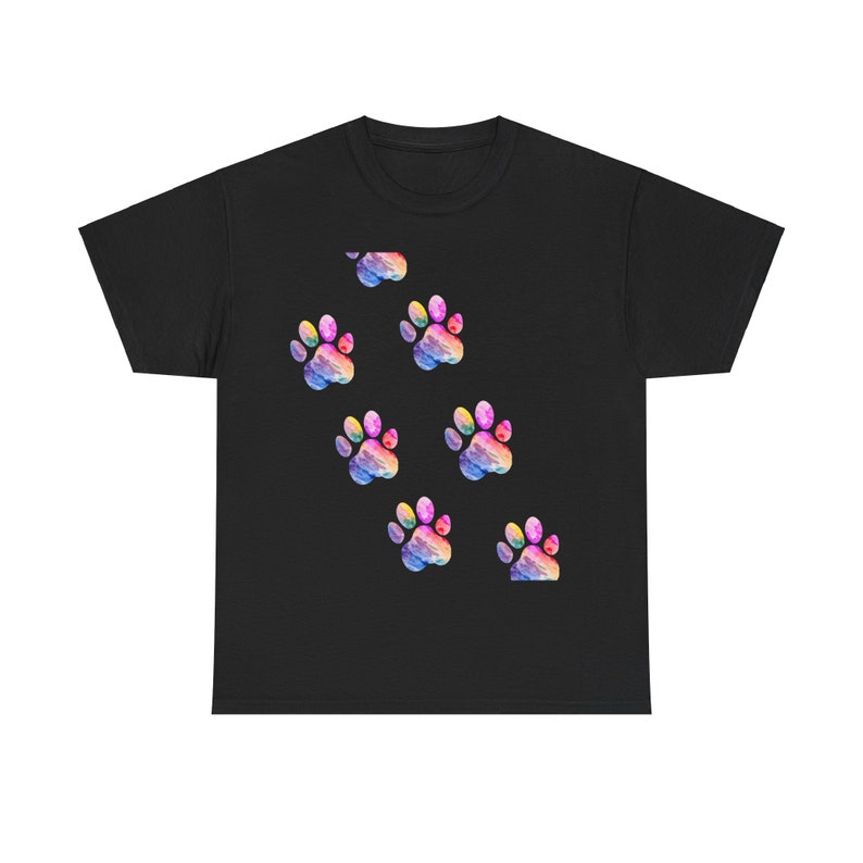 T-shirt unisex chat 100% Cotton / cadeau esthétique traces pattes chat / couleurs abstrait image 2