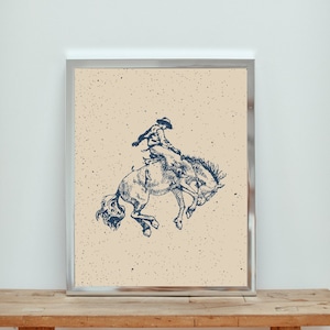 Rodeo Poster, Southwestern Wall Art, Cowboy Print, Western Eclectic Print, Bucking Bronco Wall Art, Modern Country Decor, Cowboy Rodeo Print