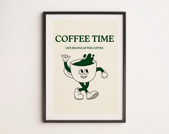 Coffee Time Poster, Trendy Wall Art, Kitchen Decor, Printable Wall Art, Digital Prints
